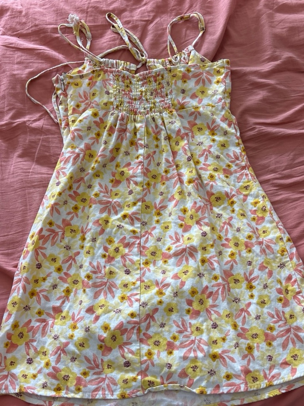 Forever 21 Yellow & Pink Floral Tie-Front Slip Dress - Picture 2 of 2